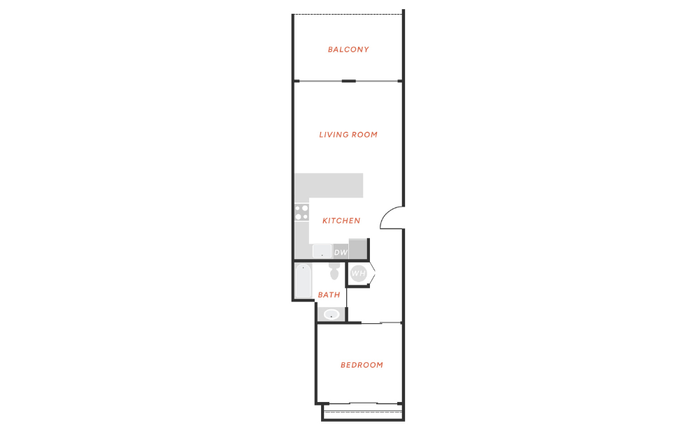 A3 - 1 bedroom floorplan layout with 1 bathroom and 682 square feet