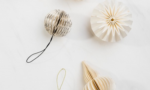 Three paper DIY ornaments made into shapes